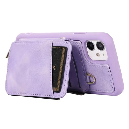 For iPhone 11 Cell Phone Case Scratch Resistant PU Leather+TPU Kickstand Cover