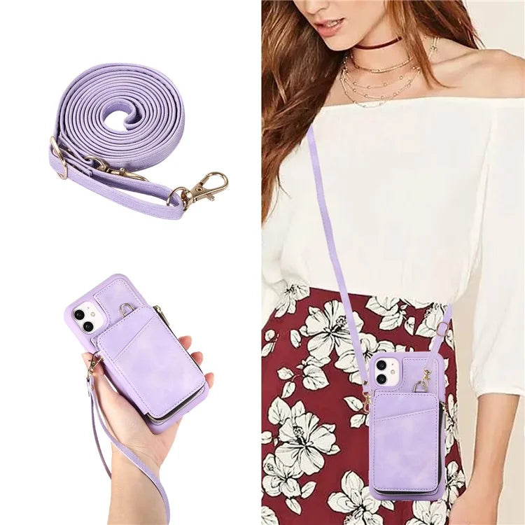 For iPhone 11 Cell Phone Case Scratch Resistant PU Leather+TPU Kickstand Cover