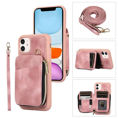 For iPhone 11 Cell Phone Case Scratch Resistant PU Leather+TPU Kickstand Cover