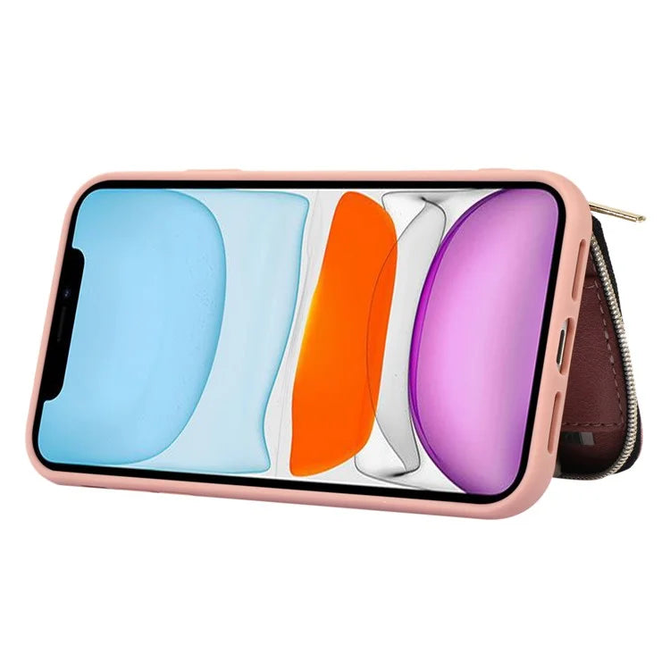 For iPhone 11 Cell Phone Case Scratch Resistant PU Leather+TPU Kickstand Cover