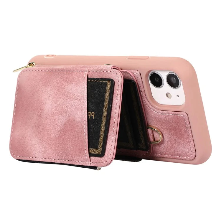 For iPhone 11 Cell Phone Case Scratch Resistant PU Leather+TPU Kickstand Cover