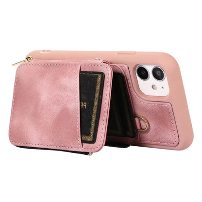 For iPhone 11 Cell Phone Case Scratch Resistant PU Leather+TPU Kickstand Cover