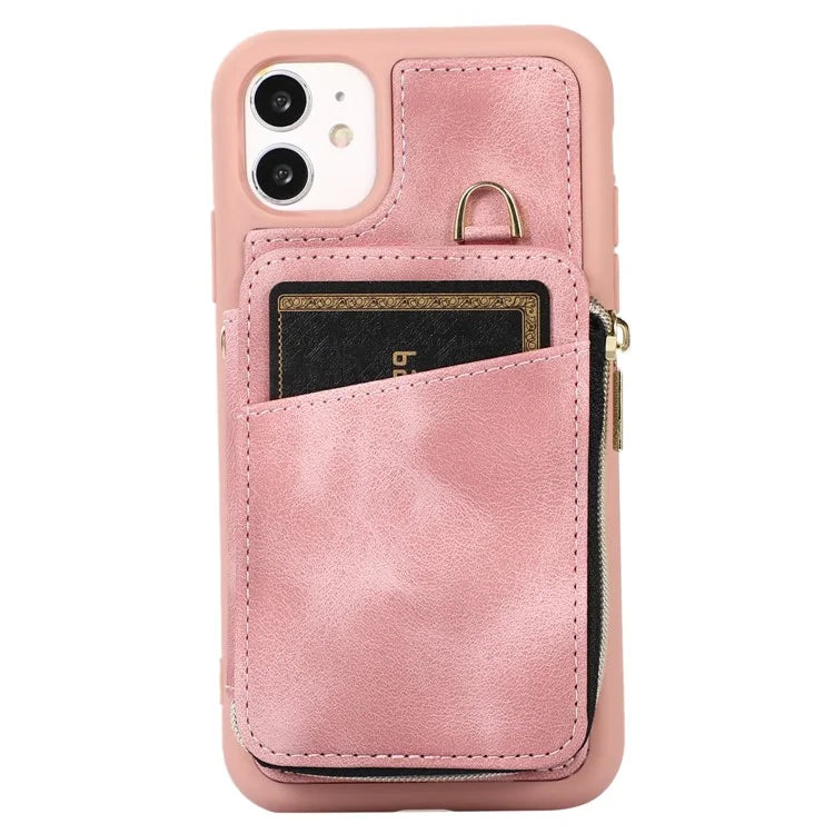 For iPhone 11 Cell Phone Case Scratch Resistant PU Leather+TPU Kickstand Cover