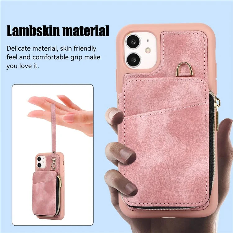 For iPhone 11 Cell Phone Case Scratch Resistant PU Leather+TPU Kickstand Cover