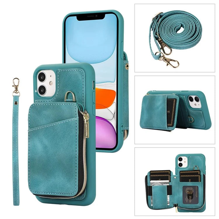 For iPhone 11 Cell Phone Case Scratch Resistant PU Leather+TPU Kickstand Cover