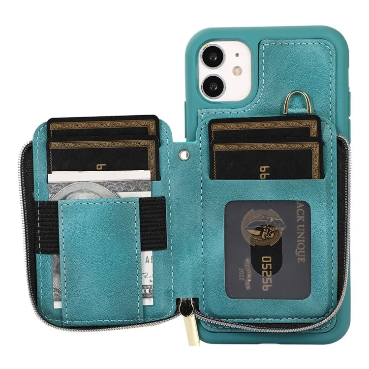 For iPhone 11 Cell Phone Case Scratch Resistant PU Leather+TPU Kickstand Cover