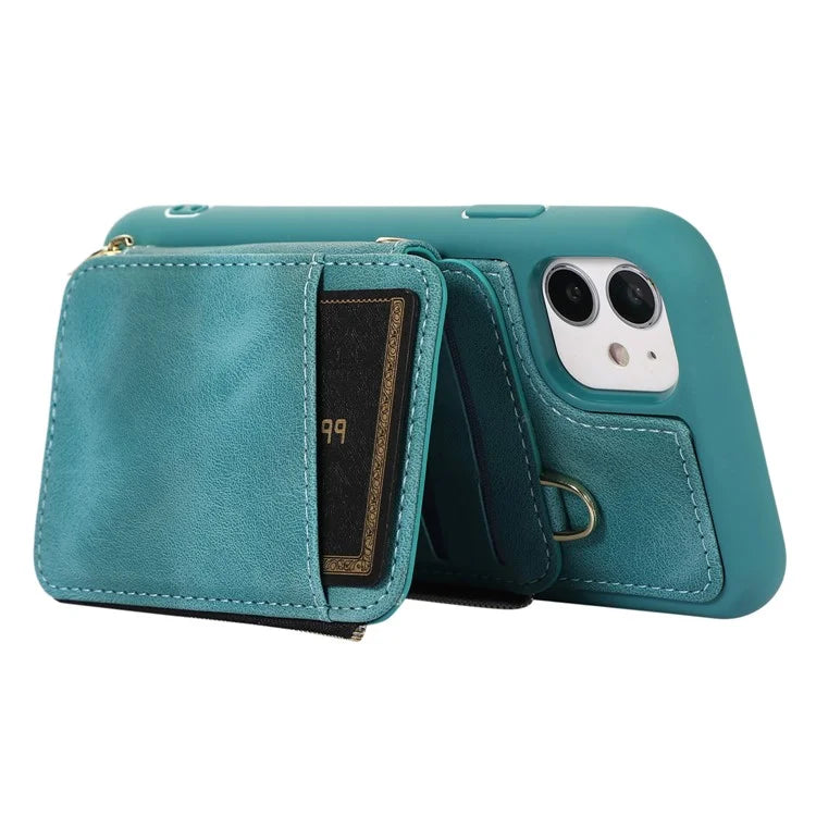 For iPhone 11 Cell Phone Case Scratch Resistant PU Leather+TPU Kickstand Cover