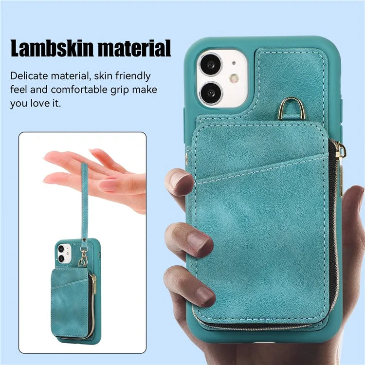 For iPhone 11 Cell Phone Case Scratch Resistant PU Leather+TPU Kickstand Cover