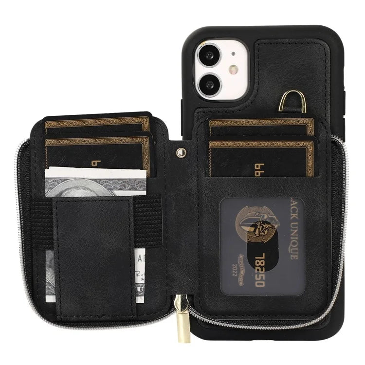 For iPhone 11 Cell Phone Case Scratch Resistant PU Leather+TPU Kickstand Cover