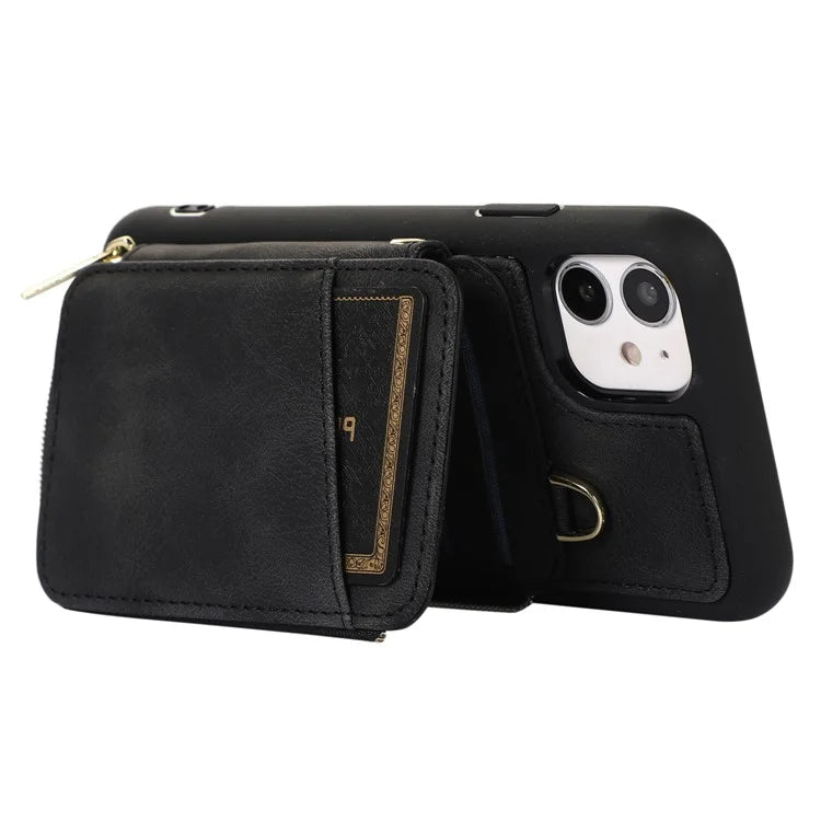 For iPhone 11 Cell Phone Case Scratch Resistant PU Leather+TPU Kickstand Cover