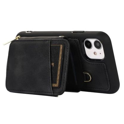 For iPhone 11 Cell Phone Case Scratch Resistant PU Leather+TPU Kickstand Cover