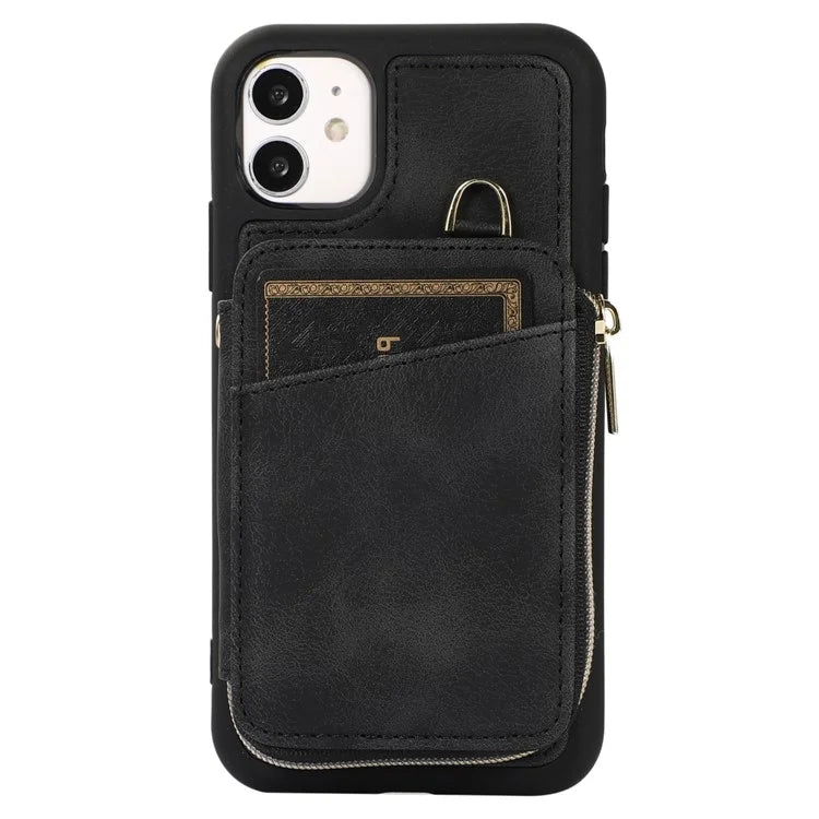 For iPhone 11 Cell Phone Case Scratch Resistant PU Leather+TPU Kickstand Cover