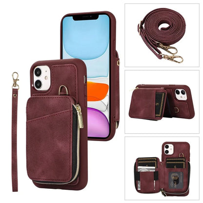 For iPhone 11 Cell Phone Case Scratch Resistant PU Leather+TPU Kickstand Cover