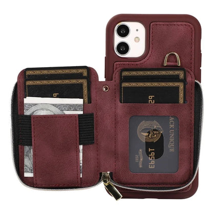 For iPhone 11 Cell Phone Case Scratch Resistant PU Leather+TPU Kickstand Cover