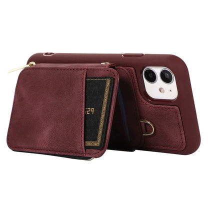 For iPhone 11 Cell Phone Case Scratch Resistant PU Leather+TPU Kickstand Cover