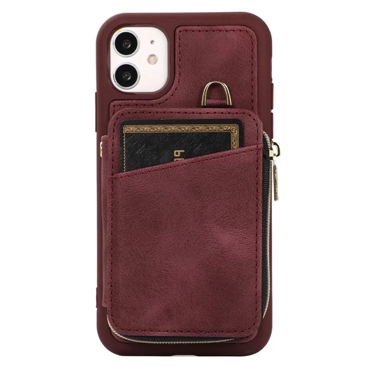 For iPhone 11 Cell Phone Case Scratch Resistant PU Leather+TPU Kickstand Cover