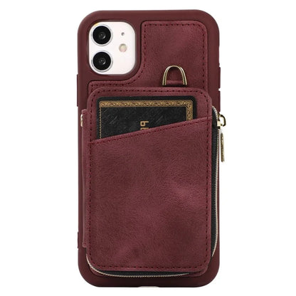 For iPhone 11 Cell Phone Case Scratch Resistant PU Leather+TPU Kickstand Cover