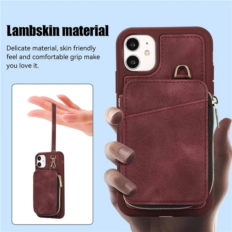 For iPhone 11 Cell Phone Case Scratch Resistant PU Leather+TPU Kickstand Cover