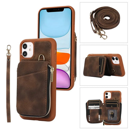 For iPhone 11 Cell Phone Case Scratch Resistant PU Leather+TPU Kickstand Cover