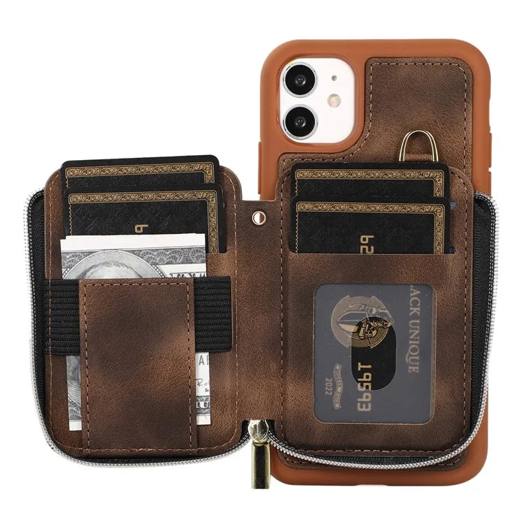For iPhone 11 Cell Phone Case Scratch Resistant PU Leather+TPU Kickstand Cover