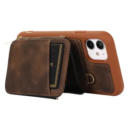 For iPhone 11 Cell Phone Case Scratch Resistant PU Leather+TPU Kickstand Cover