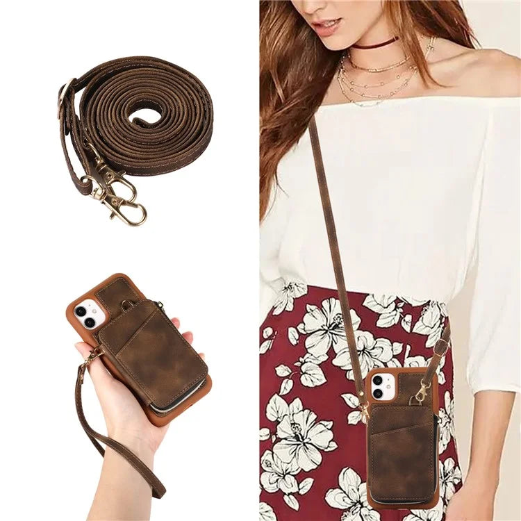 For iPhone 11 Cell Phone Case Scratch Resistant PU Leather+TPU Kickstand Cover