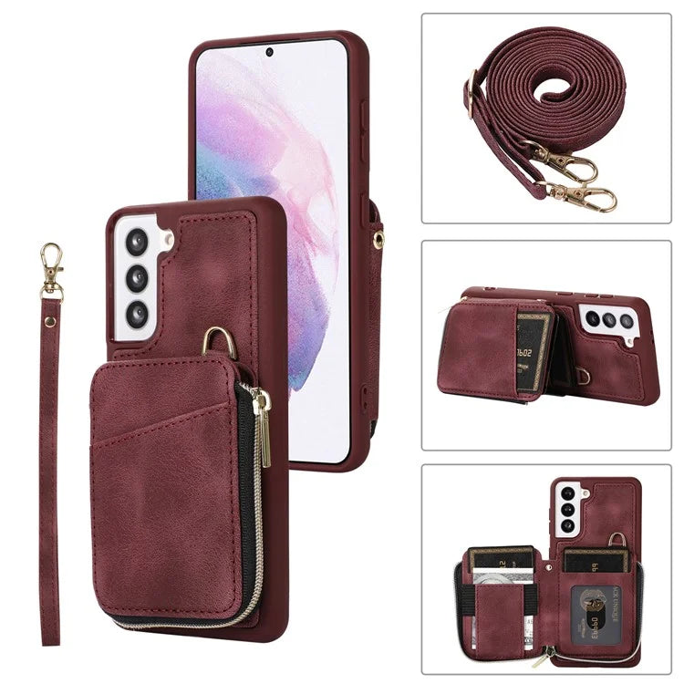 For Samsung Galaxy S21+ 5G Cell Phone Case PU Leather+TPU Shockproof Cover