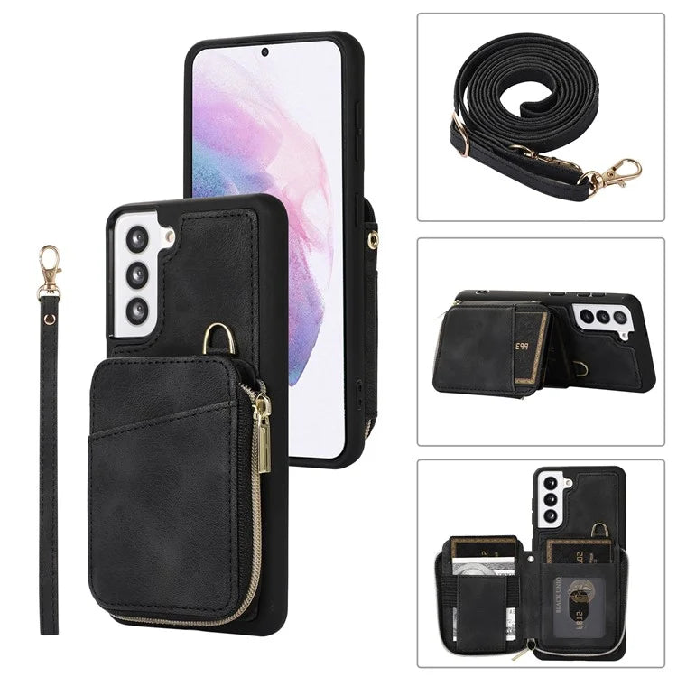For Samsung Galaxy S21+ 5G Cell Phone Case PU Leather+TPU Shockproof Cover