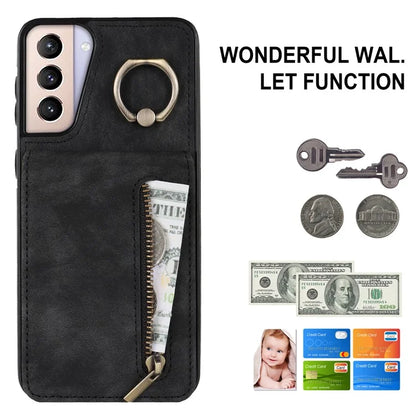 For Samsung Galaxy S21+ 5G Case RFID Blocking PU+TPU Phone Cover with Card Slots