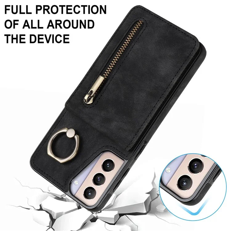 For Samsung Galaxy S21+ 5G Case RFID Blocking PU+TPU Phone Cover with Card Slots