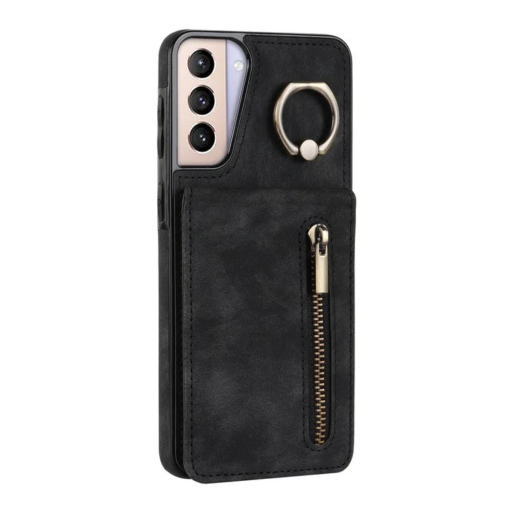 For Samsung Galaxy S21+ 5G Case RFID Blocking PU+TPU Phone Cover with Card Slots