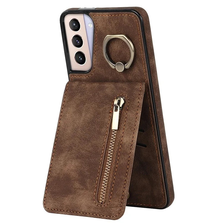 For Samsung Galaxy S21+ 5G Case RFID Blocking PU+TPU Phone Cover with Card Slots