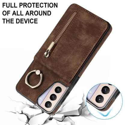 For Samsung Galaxy S21+ 5G Case RFID Blocking PU+TPU Phone Cover with Card Slots