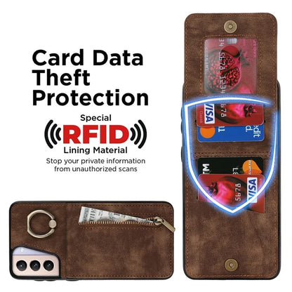For Samsung Galaxy S21+ 5G Case RFID Blocking PU+TPU Phone Cover with Card Slots