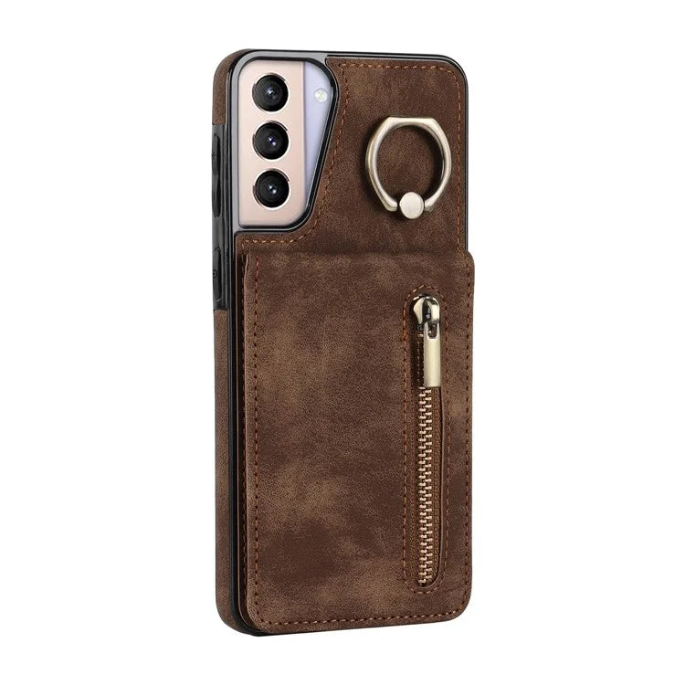 For Samsung Galaxy S21+ 5G Case RFID Blocking PU+TPU Phone Cover with Card Slots