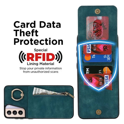 For Samsung Galaxy S21+ 5G Case RFID Blocking PU+TPU Phone Cover with Card Slots