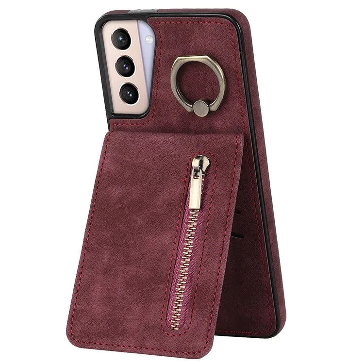For Samsung Galaxy S21+ 5G Case RFID Blocking PU+TPU Phone Cover with Card Slots