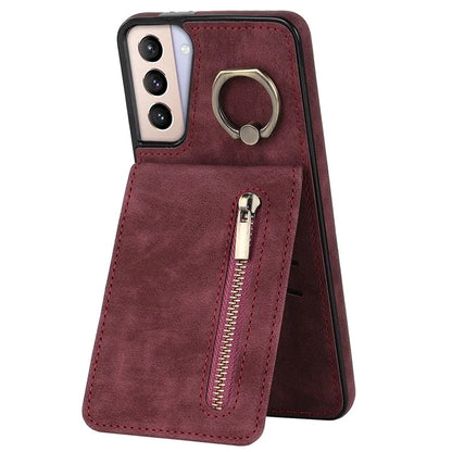 For Samsung Galaxy S21+ 5G Case RFID Blocking PU+TPU Phone Cover with Card Slots