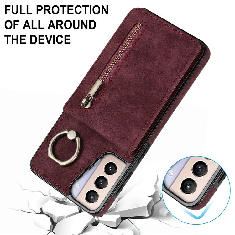 For Samsung Galaxy S21+ 5G Case RFID Blocking PU+TPU Phone Cover with Card Slots