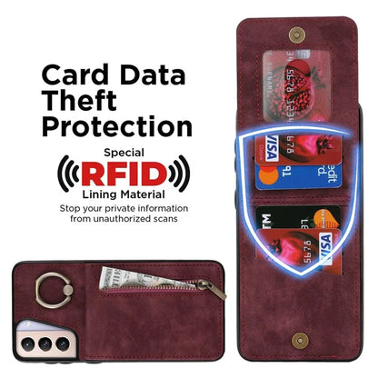 For Samsung Galaxy S21+ 5G Case RFID Blocking PU+TPU Phone Cover with Card Slots