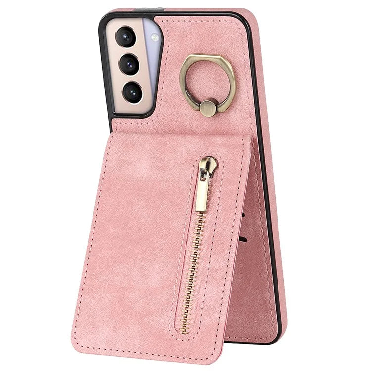 For Samsung Galaxy S21+ 5G Case RFID Blocking PU+TPU Phone Cover with Card Slots