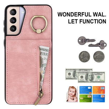For Samsung Galaxy S21+ 5G Case RFID Blocking PU+TPU Phone Cover with Card Slots
