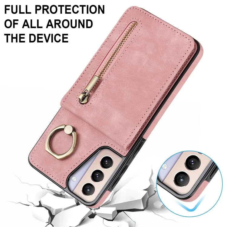 For Samsung Galaxy S21+ 5G Case RFID Blocking PU+TPU Phone Cover with Card Slots