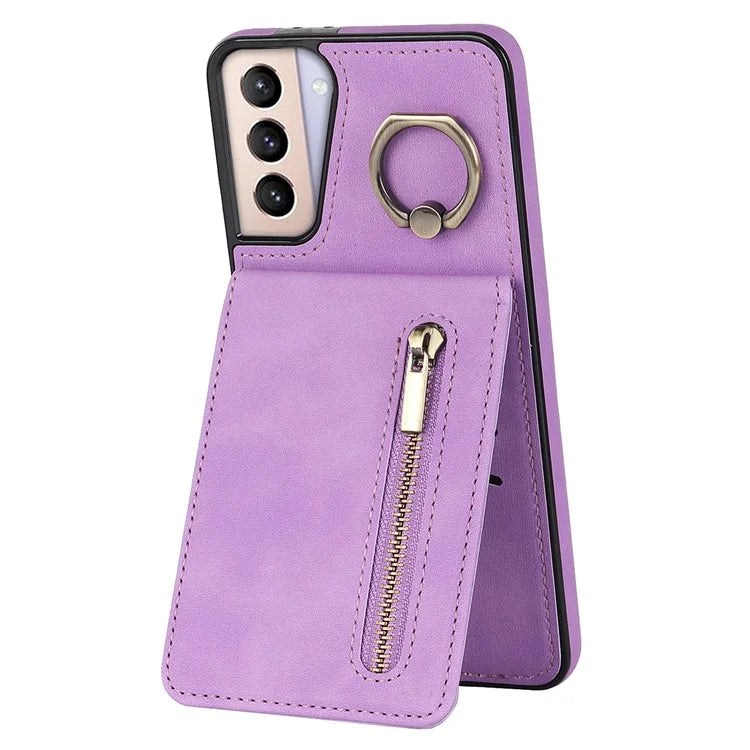 For Samsung Galaxy S21+ 5G Case RFID Blocking PU+TPU Phone Cover with Card Slots