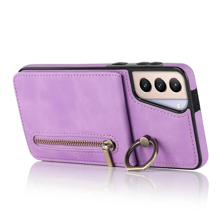 For Samsung Galaxy S21+ 5G Case RFID Blocking PU+TPU Phone Cover with Card Slots