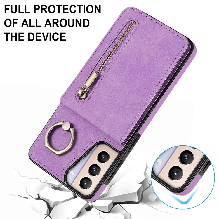 For Samsung Galaxy S21+ 5G Case RFID Blocking PU+TPU Phone Cover with Card Slots