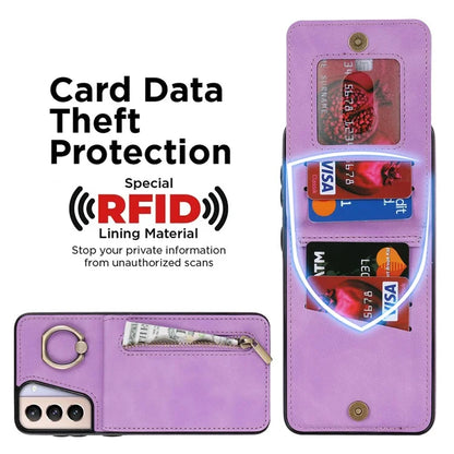 For Samsung Galaxy S21+ 5G Case RFID Blocking PU+TPU Phone Cover with Card Slots