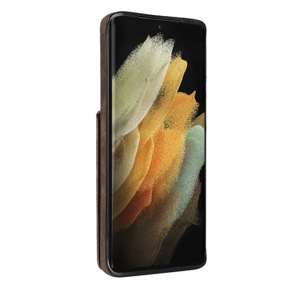 For Samsung Galaxy S21 Ultra 5G Case Ring Kickstand RFID Blocking PU+TPU Phone Cover