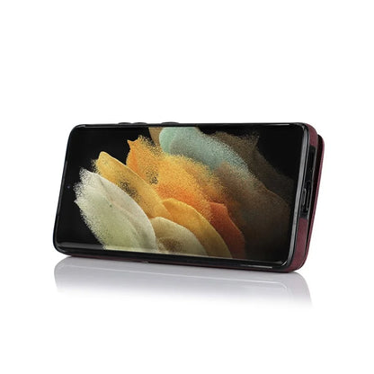 For Samsung Galaxy S21 Ultra 5G Case Ring Kickstand RFID Blocking PU+TPU Phone Cover