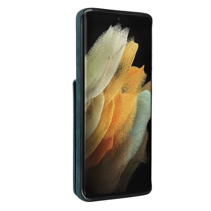 For Samsung Galaxy S21 Ultra 5G Case Ring Kickstand RFID Blocking PU+TPU Phone Cover